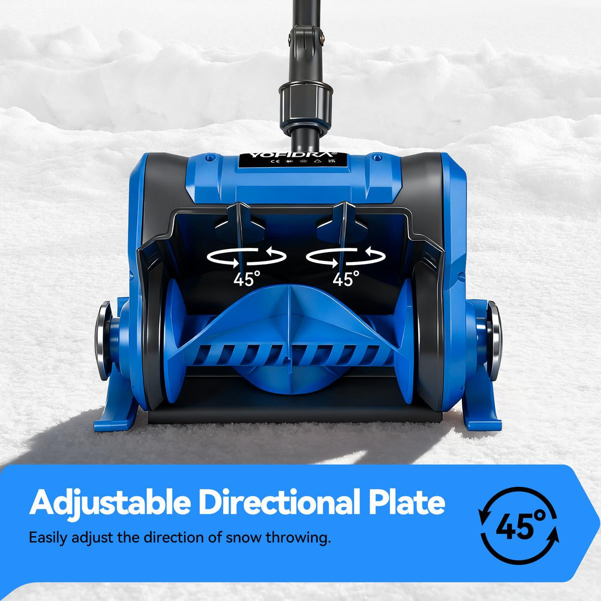 YOFIDRA 12” Cordless Electric Snow Blower – 800W Brushless Motor, Dual 4.0Ah Batteries, 20ft Snow Throw(EU Plug Included)