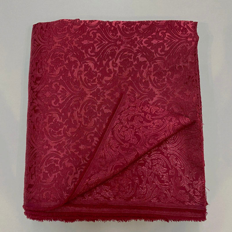 Burgundy 3D Brocade – Textured Jacquard Fabric by the Yard