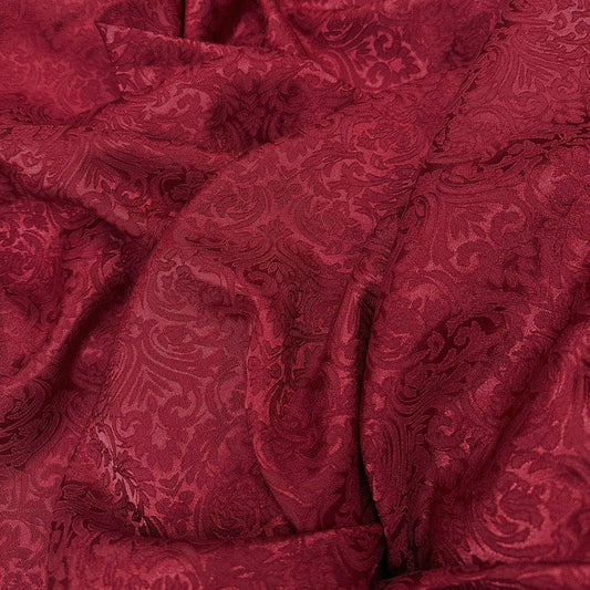 Burgundy 3D Brocade – Textured Jacquard Fabric by the Yard