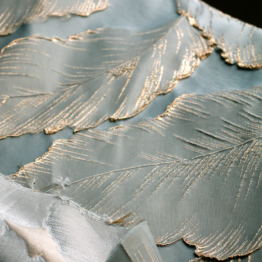 3D Metallic Embroidery Embossed Brocade - Large Leaf Tapestry Cloth