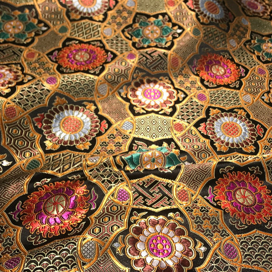 Rich Color Shiny Embroidered Damask Brocade - Vintage Thick Upholstery