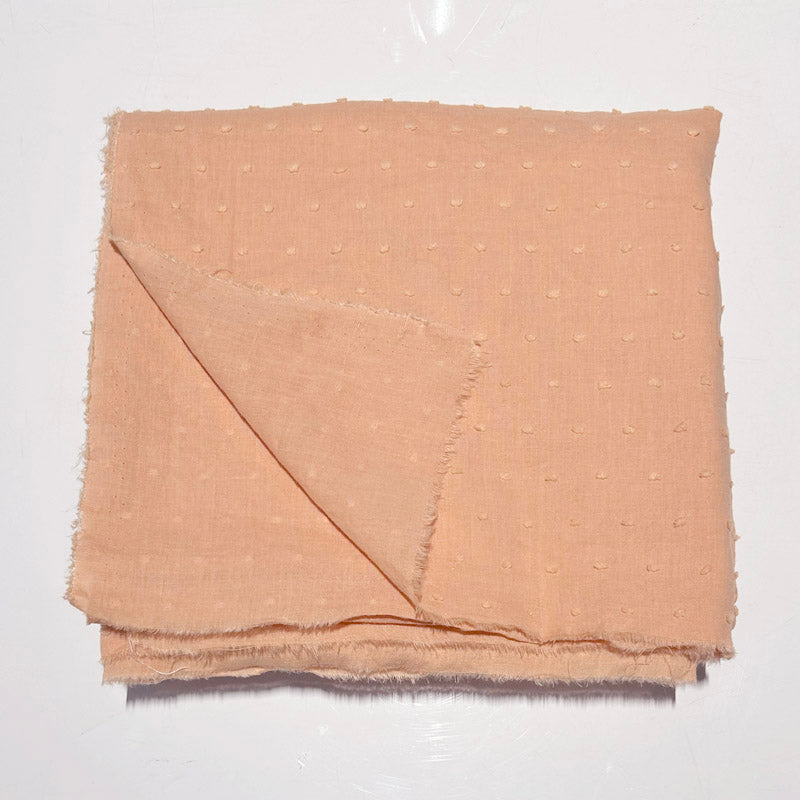 Orange Polka Dot Embroidery Cotton - Thin and Soft Jacquard Weave