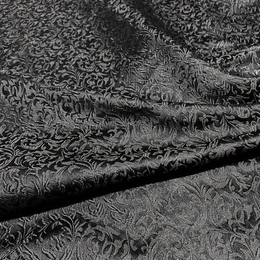 Black Victorian Jacquard Brocade - Shimmer Small Pattern Fabric