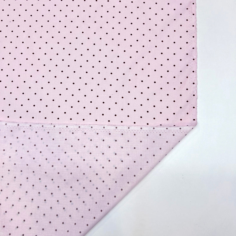 Classic Pink Small Dots 60s Cotton Fabric - Breathable Brown Spotted