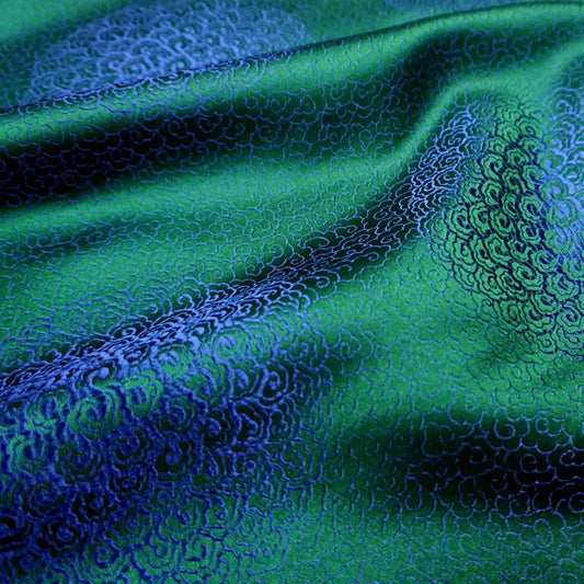 Green-Blue Shimmer Brocade - Lustrous Jacquard Fabric