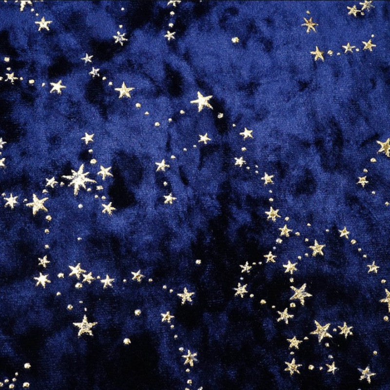 Soft Star Bronzing Crushed Velvet Fabric - Royal Blue Lightweight Plush