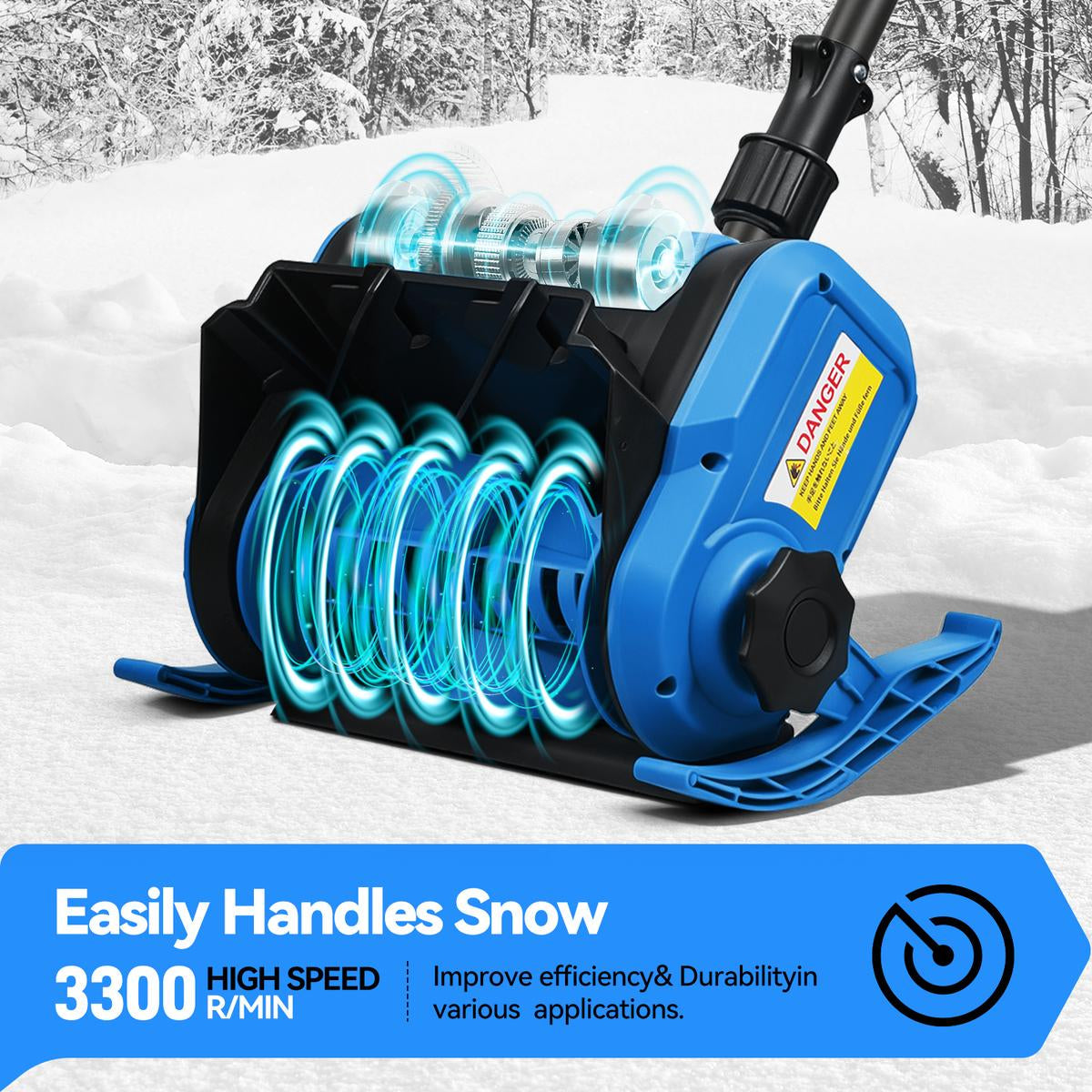 YOFIDRA 12” Cordless Electric Snow Blower – 800W Brushless Motor, Dual 4.0Ah Batteries, 20ft Snow Throw（EU Plug Included）