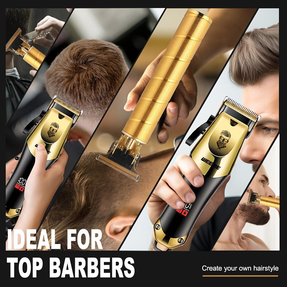 3-Piece Professional Blonde Hair Clipper & Trimmer Kit for Men - USB-Rechargeable Barber Set Featuring LCD Display, Adjustable Blade Hair Clippers, and Professional Men's Trimmer
