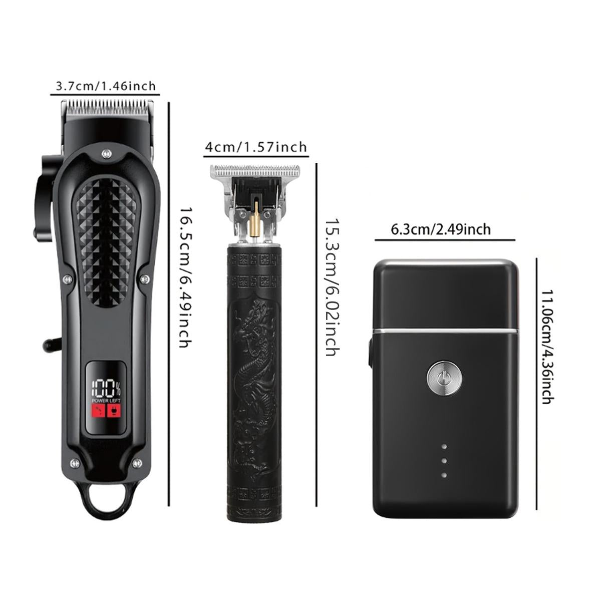 3-Piece Professional Blonde Hair Clipper & Trimmer Kit for Men - USB-Rechargeable Barber Set Featuring LCD Display, Adjustable Blade Hair Clippers, and Professional Men's Trimmer