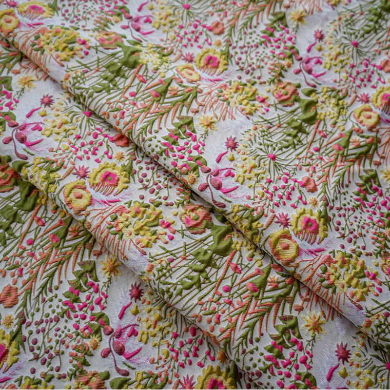 Pastoral Style Flowers Jacquard - 3D Embossed Brocade