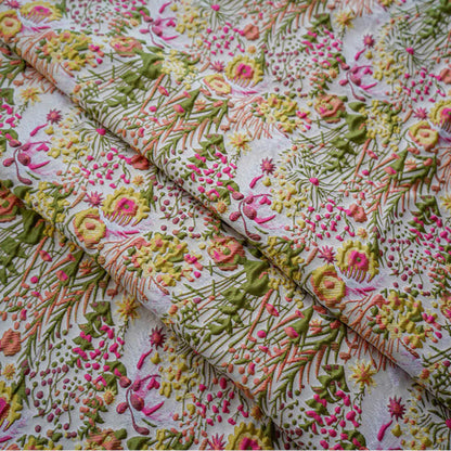 Pastoral Style Flowers Jacquard - 3D Embossed Brocade