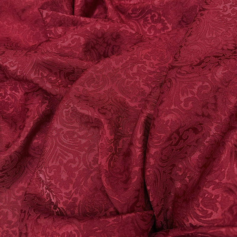 Burgundy 3D Brocade – Textured Jacquard Fabric by the Yard