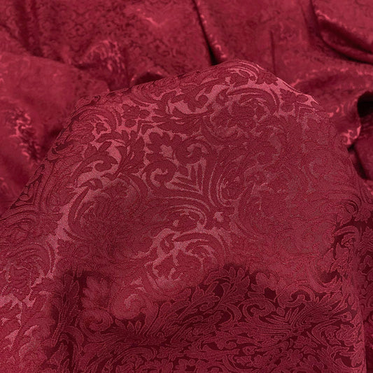 Burgundy 3D Brocade – Textured Jacquard Fabric by the Yard