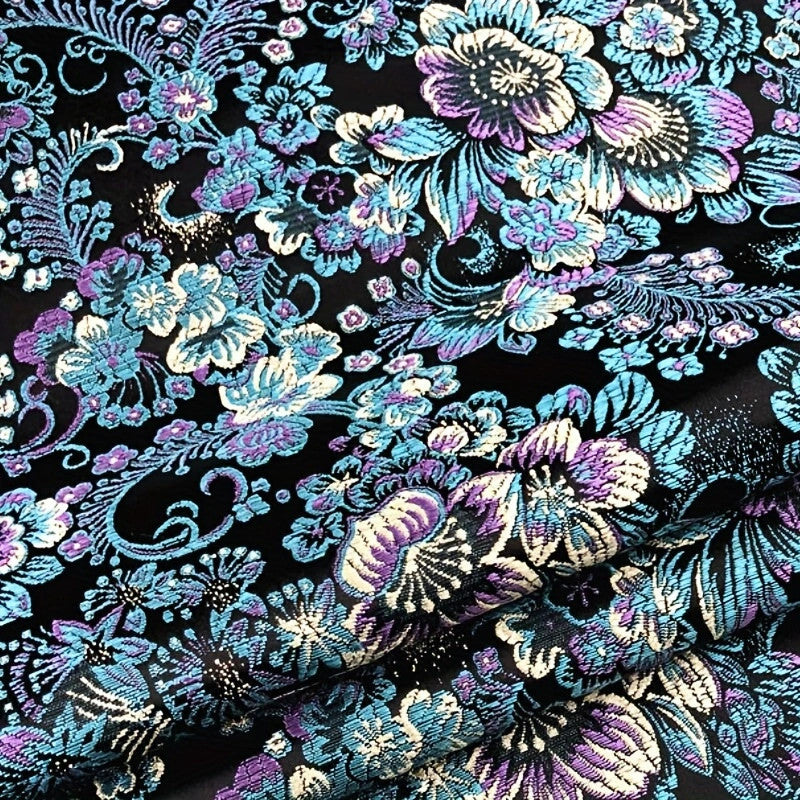 Black Multi-Color Floral Brocade – Luxe Jacquard Fabric