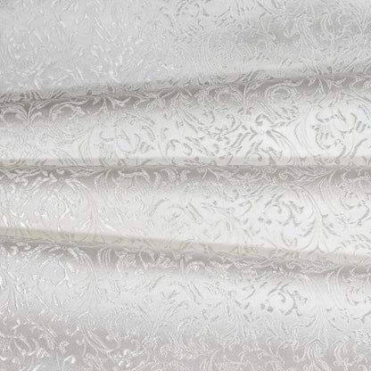 White Victorian Jacquard Brocade - Textured Floral Woven Fabric
