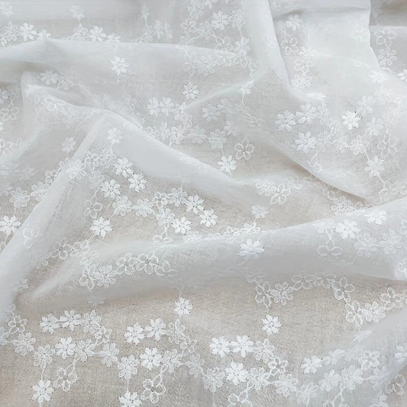 Floral Broderie Anglaise Cotton Voile – Sheer Embroidered Fabric