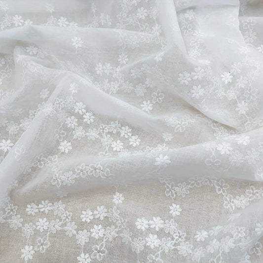 Floral Broderie Anglaise Cotton Voile – Sheer Embroidered Fabric
