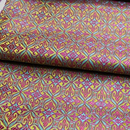 Colorful Nigerian Jacquard Brocade - Geometric Woven Textile
