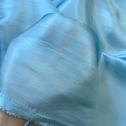 Blue Glass Silk Gradient Fabric, Glossy Satin Shiny Iridescent Fabric