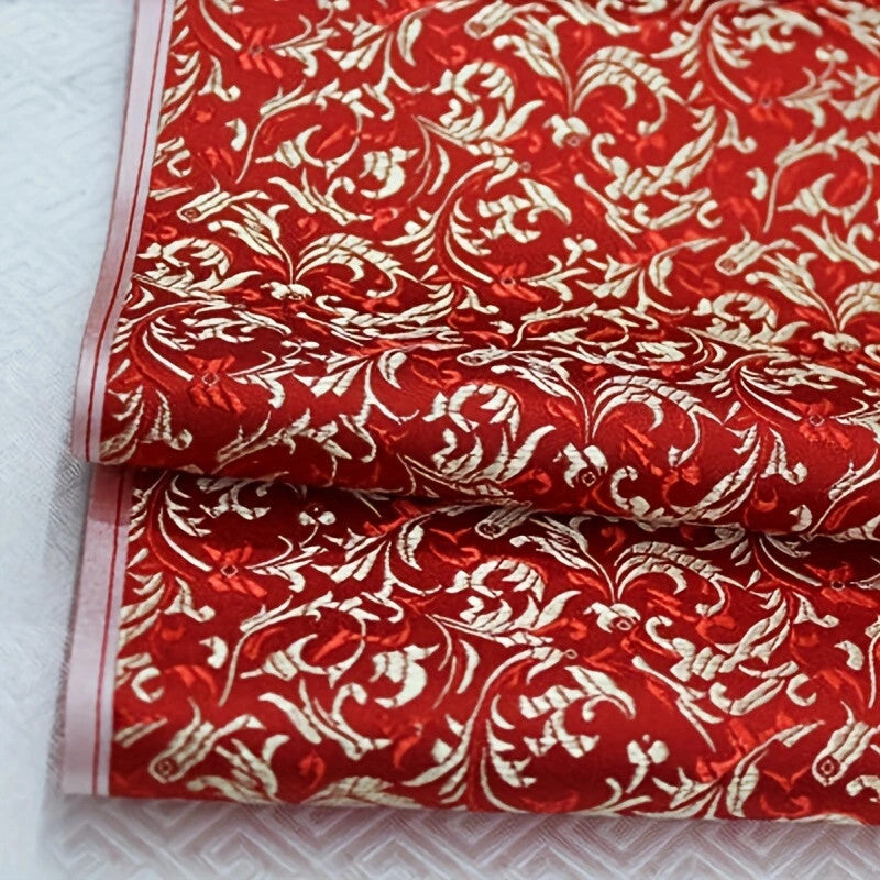 Red & Gold Victorian Brocade - Small Pattern Jacquard Fabric