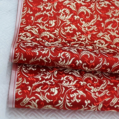 Red & Gold Victorian Brocade - Small Pattern Jacquard Fabric