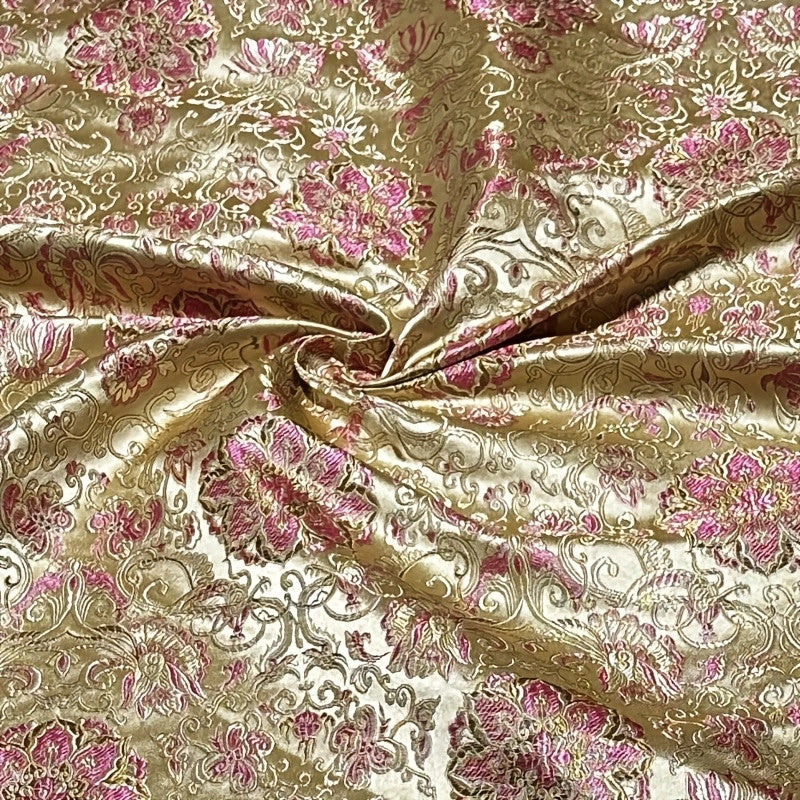Gold Damask Brocade – Metallic Shimmer Jacquard Fabric