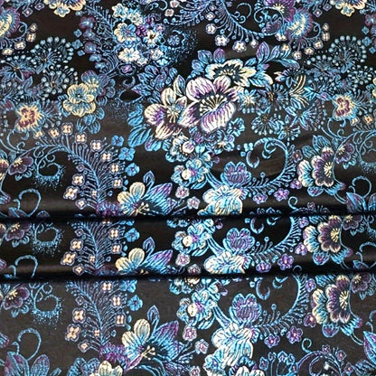Black Multi-Color Floral Brocade – Luxe Jacquard Fabric