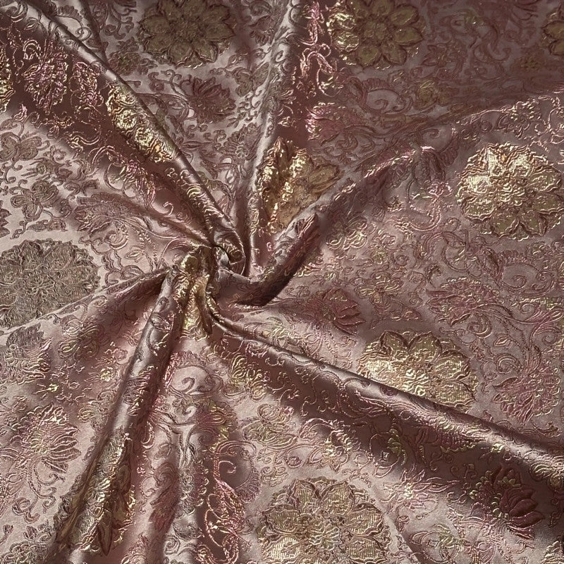 Pink Damask Brocade - Metallic Shimmer Jacquard Fabric