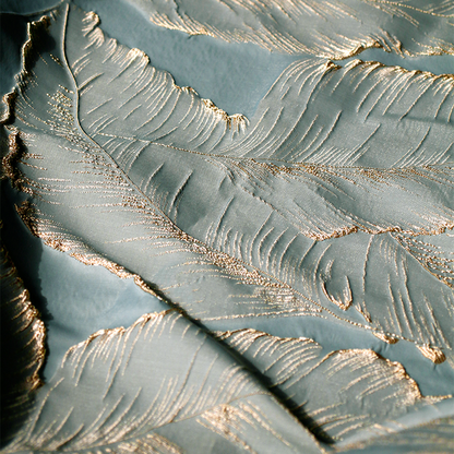 3D Metallic Embroidery Embossed Brocade - Large Leaf Tapestry Cloth