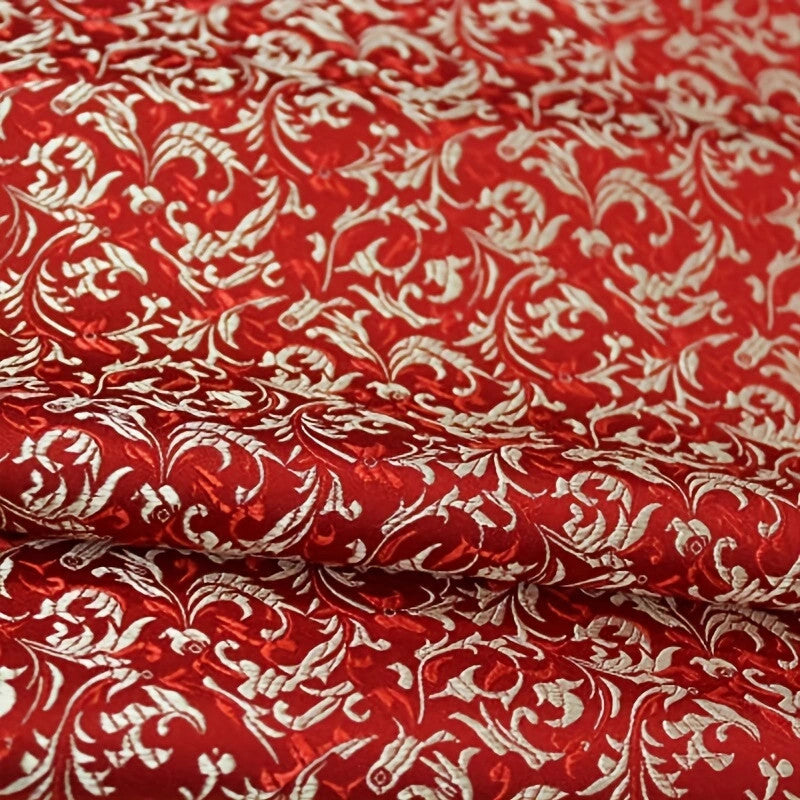 Red & Gold Victorian Brocade - Small Pattern Jacquard Fabric