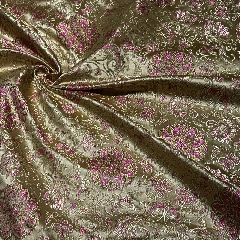 Gold Damask Brocade – Metallic Shimmer Jacquard Fabric
