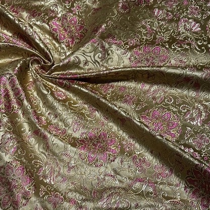 Gold Damask Brocade – Metallic Shimmer Jacquard Fabric