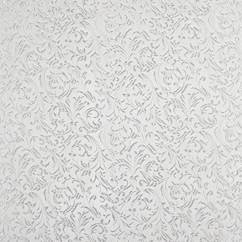 White Victorian Jacquard Brocade - Textured Floral Woven Fabric