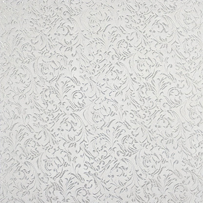 White Victorian Jacquard Brocade - Textured Floral Woven Fabric