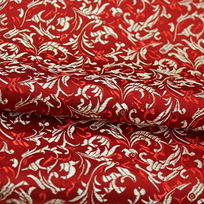 Red & Gold Victorian Brocade - Small Pattern Jacquard Fabric