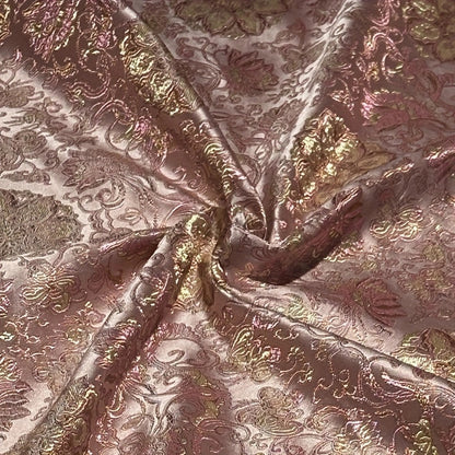 Pink Damask Brocade - Metallic Shimmer Jacquard Fabric