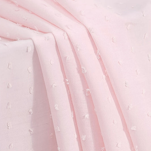 Pink Polka Dot Embroidery Cotton - Thin and Soft Jacquard Weave