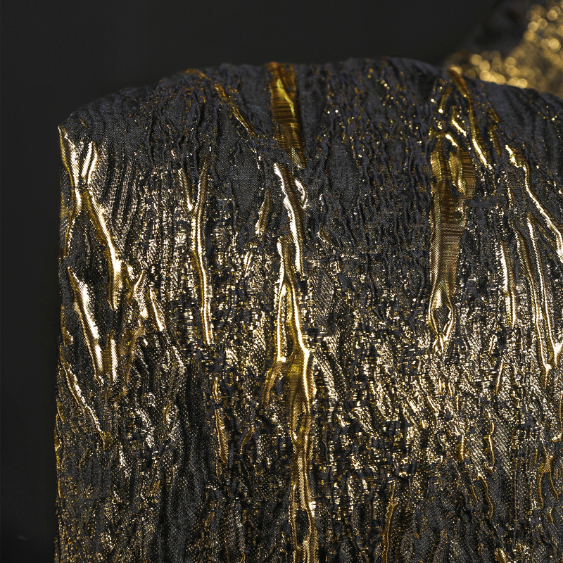 Black Gold Abstract Metallic Brocade - Designer Embossed Texture
