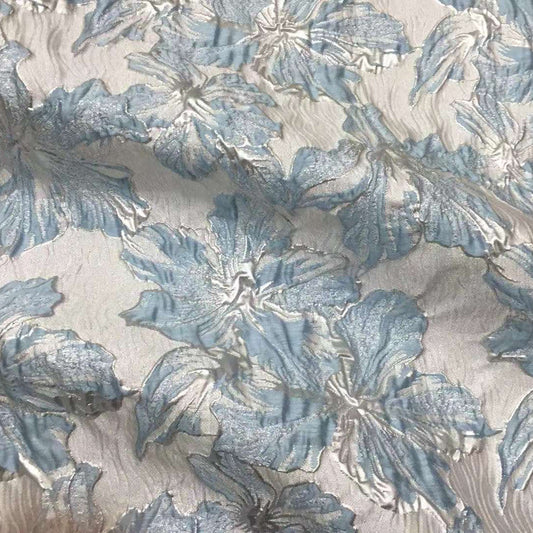 Floral Reversible Jacquard Brocade - Shimmer Thread 3D Textured Fabric