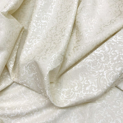 Small Damask Pattern Brocade - Beige Jacquard Textured Fabric