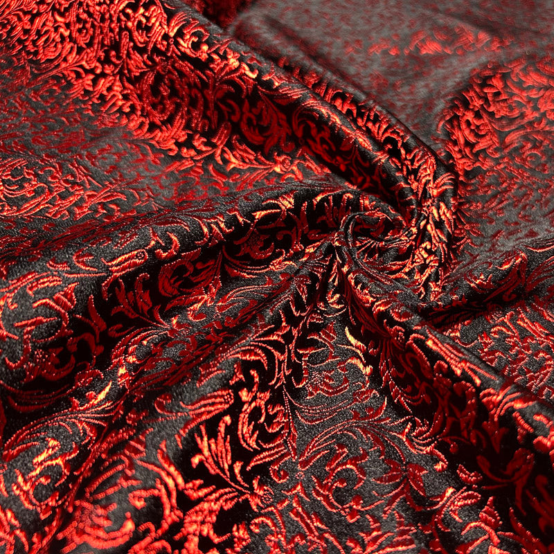 Black & Red Victorian Jacquard Brocade – Shimmer Woven Fabric