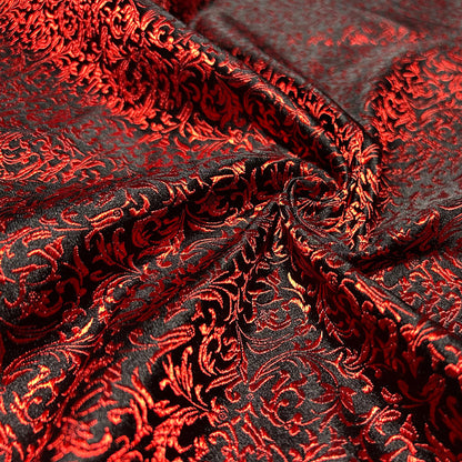 Black & Red Victorian Jacquard Brocade – Shimmer Woven Fabric
