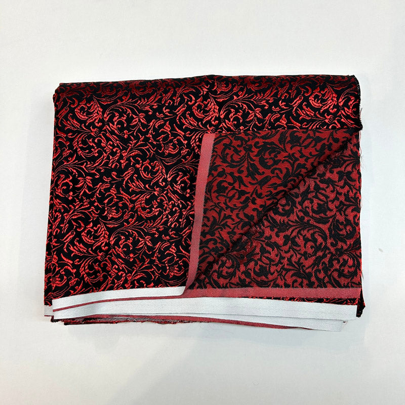 Black & Red Victorian Jacquard Brocade – Shimmer Woven Fabric