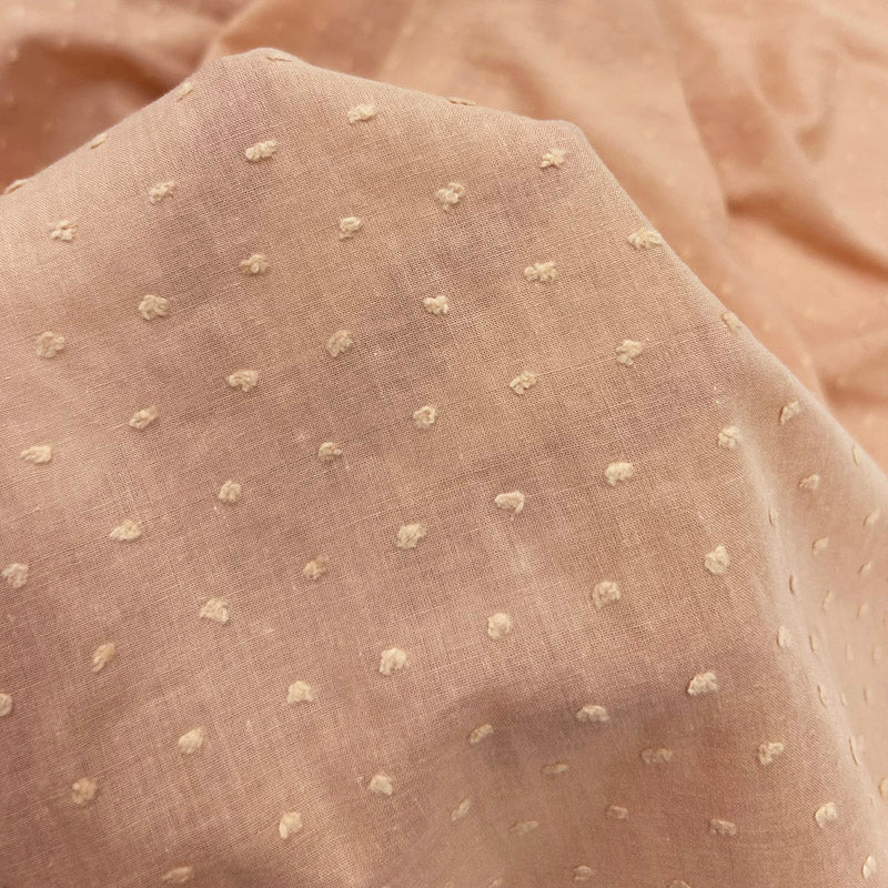 Orange Polka Dot Embroidery Cotton - Thin and Soft Jacquard Weave