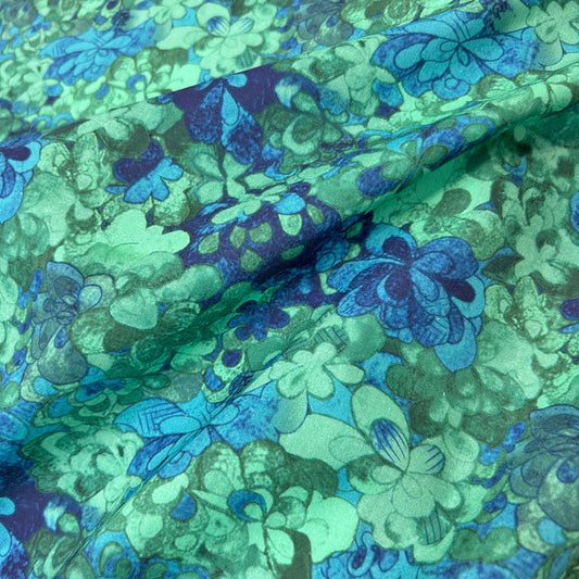 Elegant Teal Green Floral Print Cotton Fabric - Soft Breathable Cotton