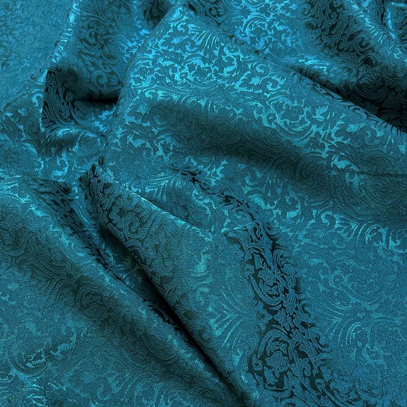 Small Damask Pattern Brocade – Cyan Jacquard Textured Fabric