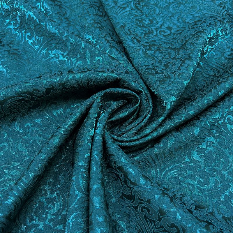 Small Damask Pattern Brocade – Cyan Jacquard Textured Fabric