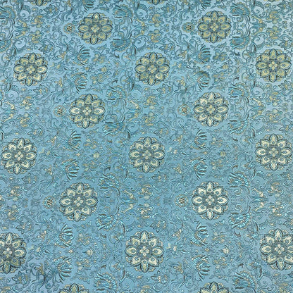 Teal Blue Damask Brocade – Elegant Jacquard Woven Fabric