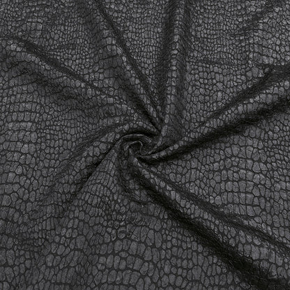 Black Embossed Brocade Fabric - Bubble Crinkle Snake Skin Textured
