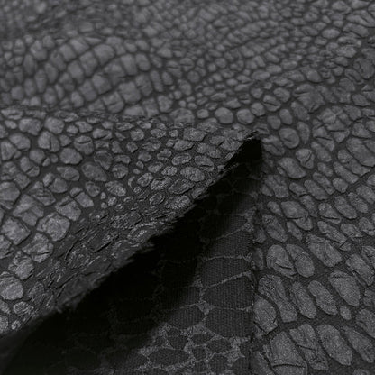 Black Embossed Brocade Fabric - Bubble Crinkle Snake Skin Textured
